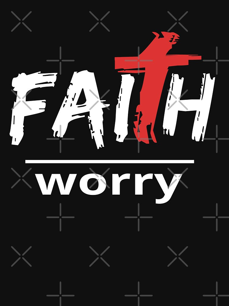 Faith Over Worry Christian Cross Design by Shellbelle44