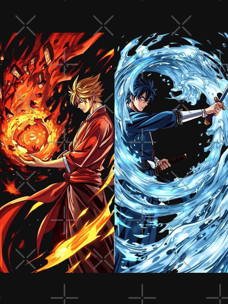 Volcanic Fire and Spiral Water Anime Warrior Duel by Animepopstudio