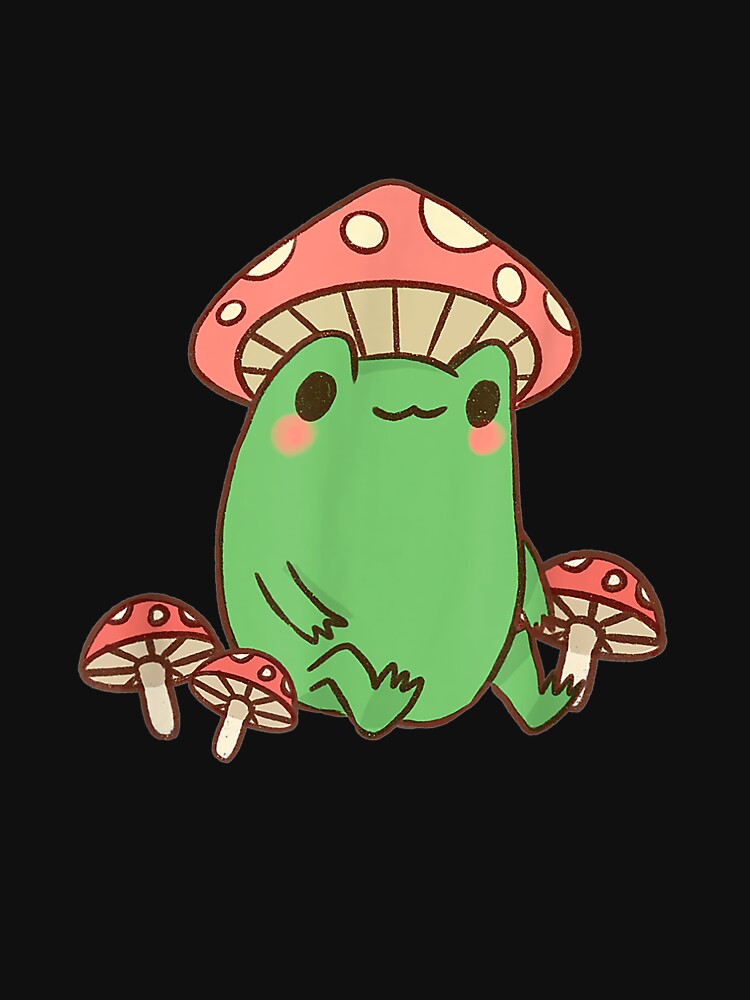 Frog with Mushroom Hat Cute Cottagecore Aesthetic by HamzashiTrre
