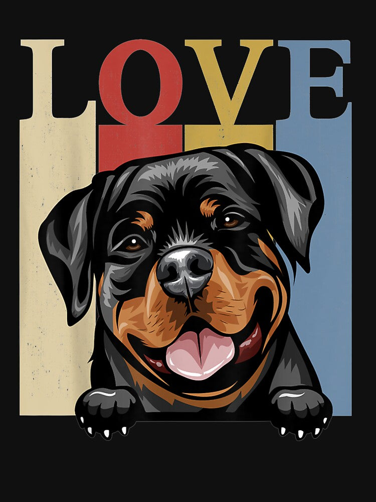 I Love My Rottweiler Vintage Retro Dog Mom Dad Pet Lover T-Shirt by shop   luisant