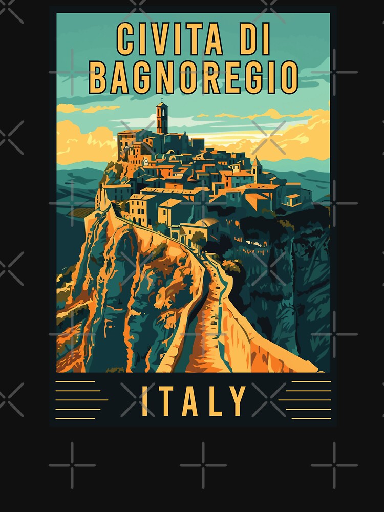 Experience the Enchantment of Civita di Bagnoregio, Italy Vintage Travel Art by turtlestart