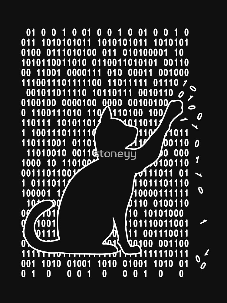 Funny cat is playing with binary code by stoneyy