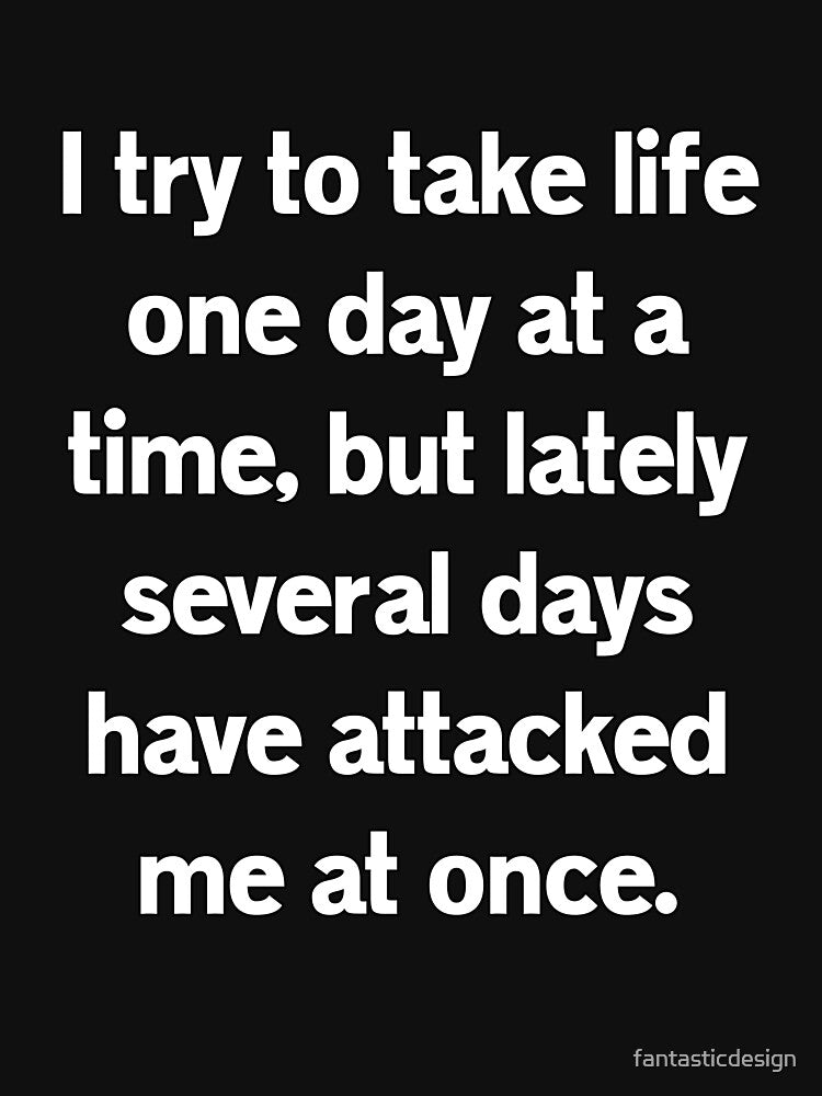 Funny Sarcastic Humor I Try To Take Life One Day At A Time by fantasticdesign
