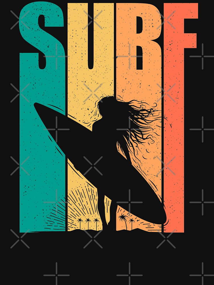 Retro Surfing Design Women Surf by Vasyl  Chernovol