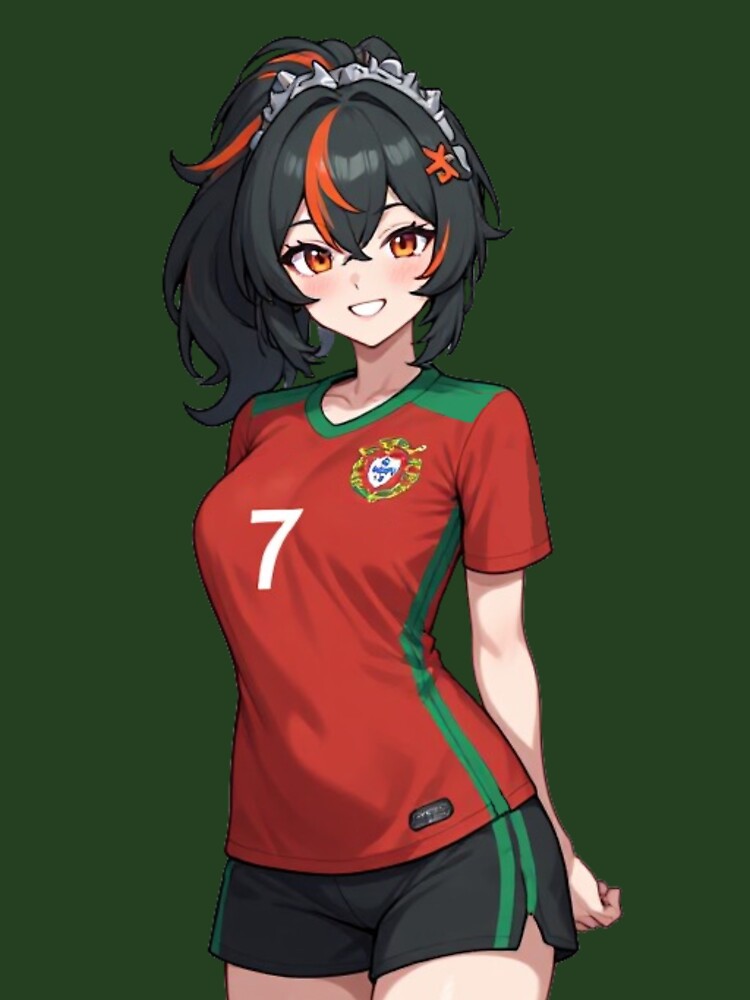 Anime Soccer Girl Portugal Jersey Number 7 Art by Jimakmo