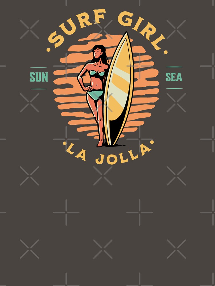 Surfer Girl Surfing La Jolla California by CattlettArt