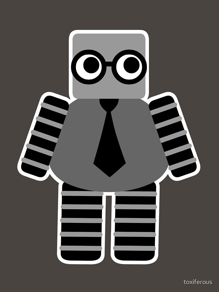 Cute Grey Geeky Robot by toxiferous