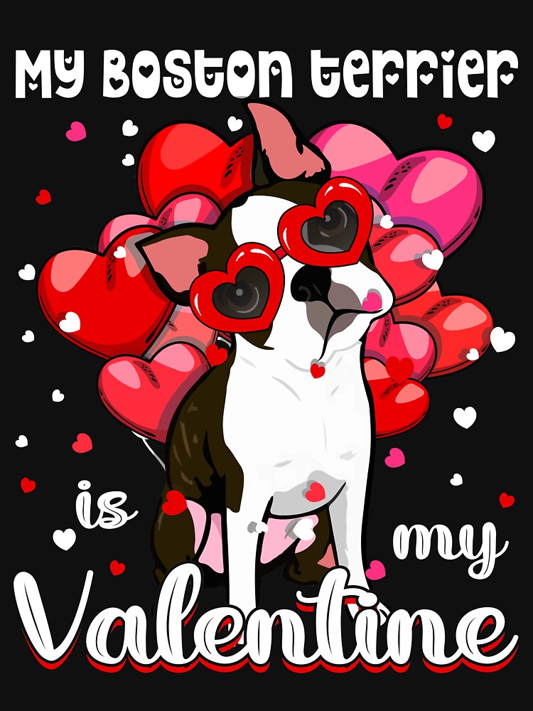 Retro Matching Valentine Day Heart Boston Terrier Dog Lover by DanielBaxteri