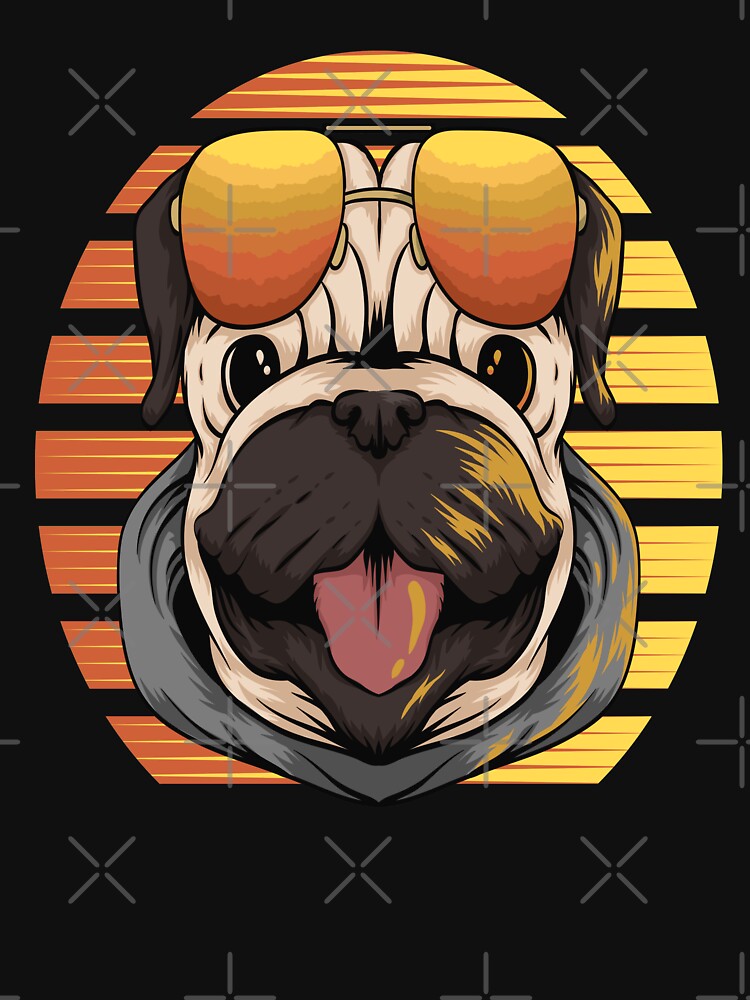 pug dog retro sunset by crack dsg