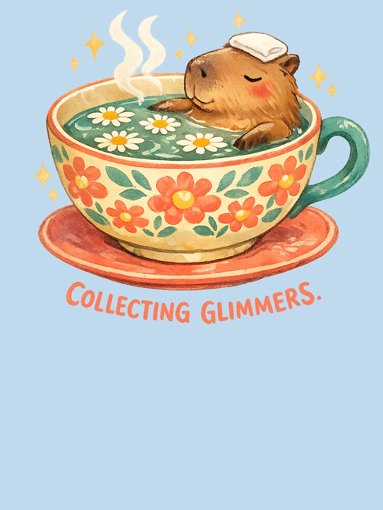 Glimmers Capybara Tea Cup Vintage Watercolor Art by After-Static
