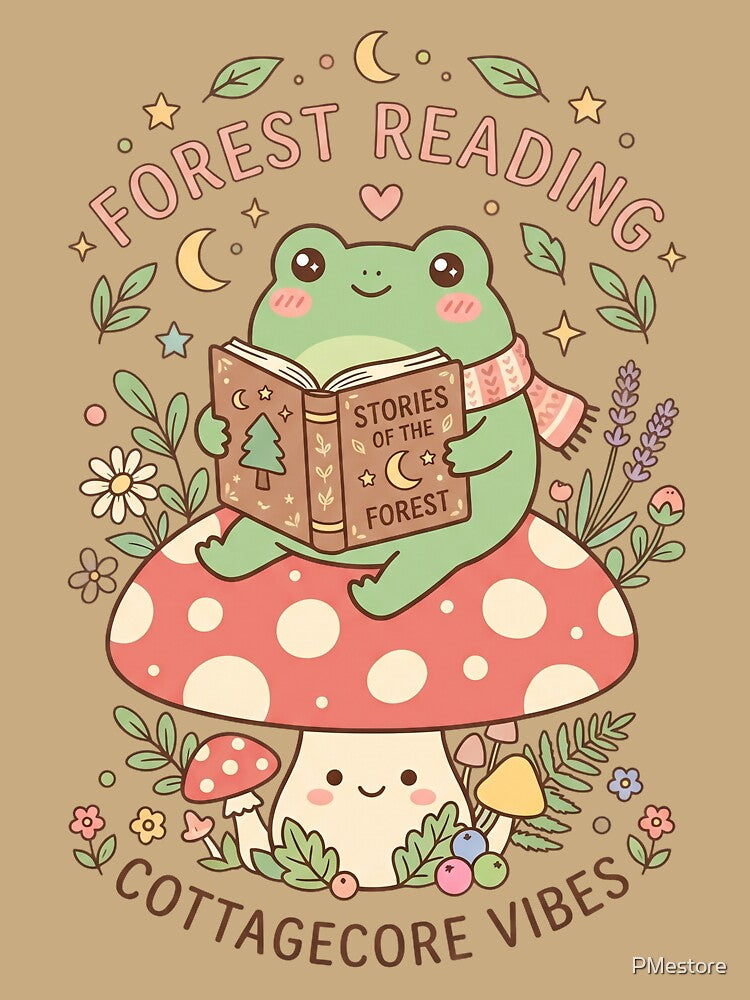Bookworm Frog – Cottagecore Frog Reader by PMestore