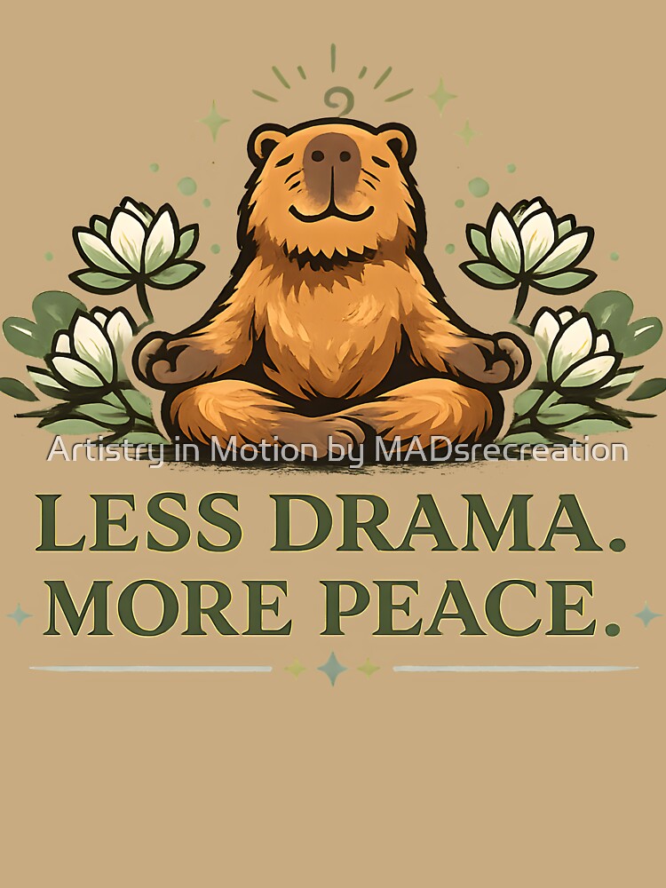 Less Drama More Peace Capybara Shirt – Mindfulness Retro Graphic Tee by  Artistry in Motion by MADsrecreation