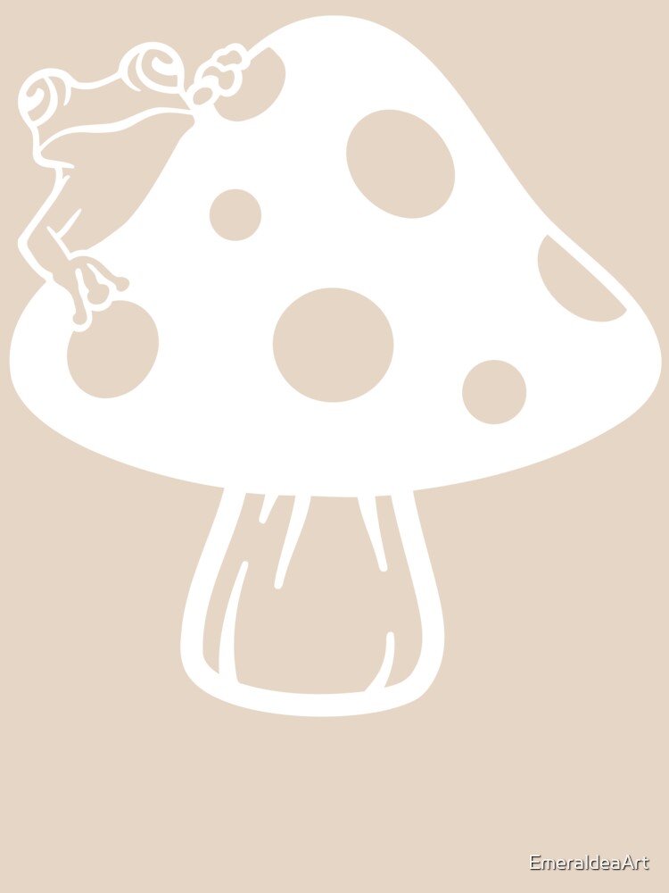 white Cute frog on mushroom by EmeraldeaArt