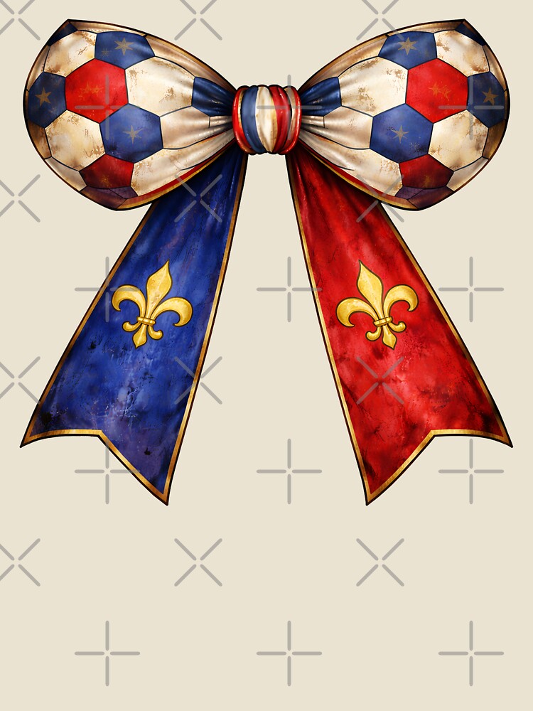 France Flag Patterned Patriotic Coquette Vintage Soccer Bow by MuniraWearify