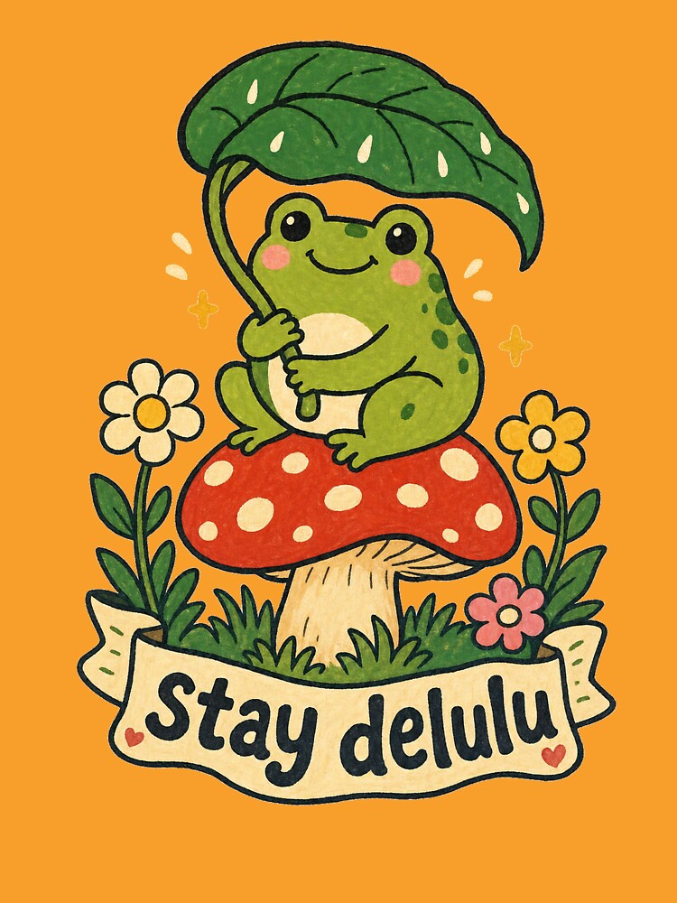 Stay Delulu Cottagecore Frog by VisualArtsOasis