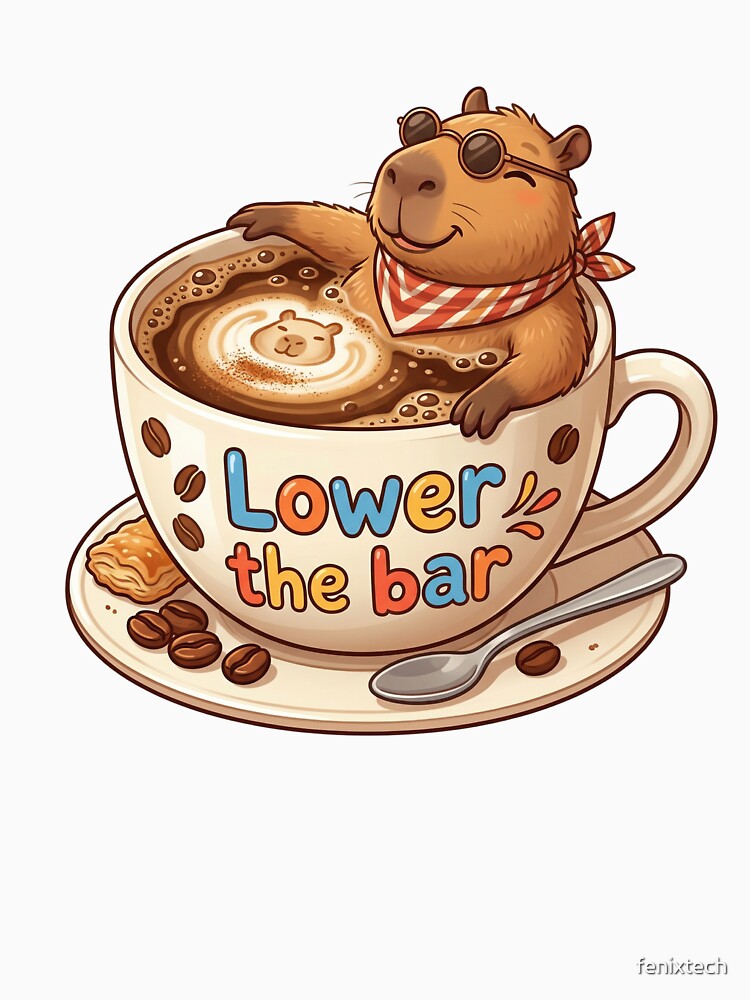 Cute Capybara Lower The Bar Coffee Sticker by fenixtech