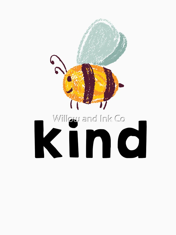 Bee Kind – Cute Bee Illustration with Positive Quote by Willow and Ink Co