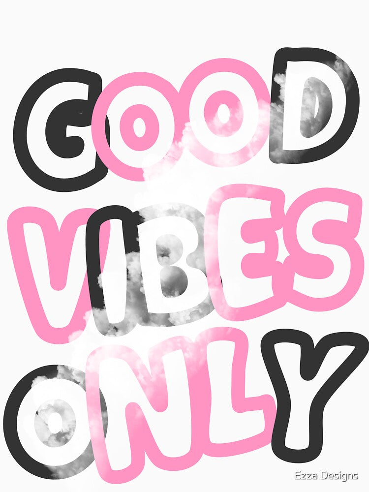 Pink Good Vibes Only Aesthetic Typography by Ezza Designs