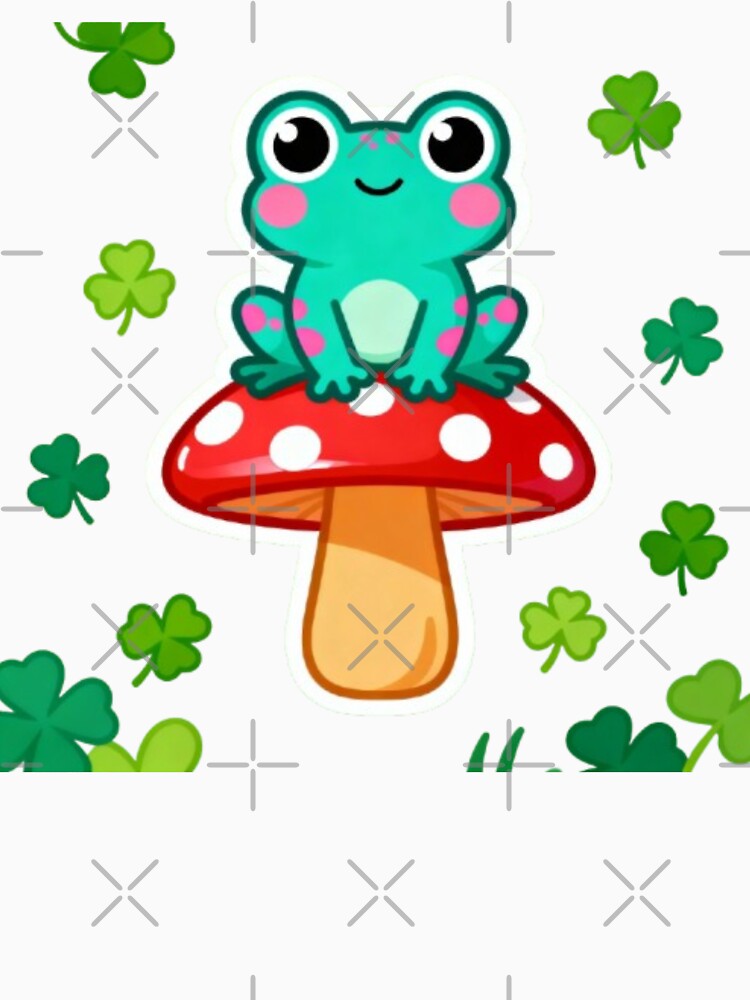 Cute Frog on Mushroom Sticker – Kawaii Cottagecore Frog Art by MiniPrintMagic