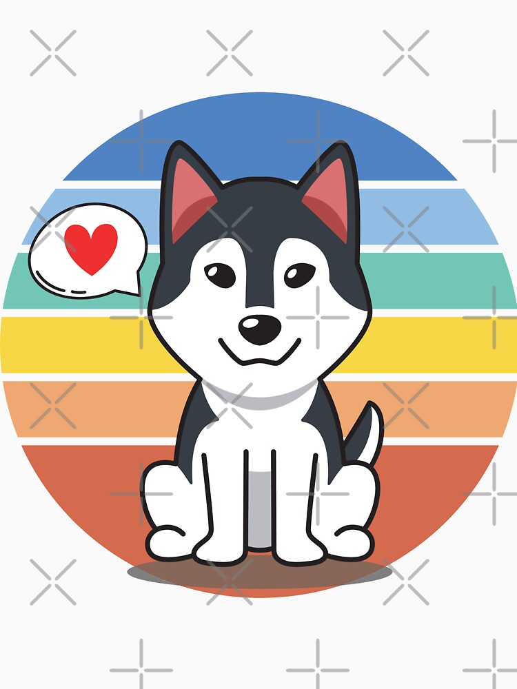Cute Husky Cartoon Retro Sunset Graphic by alw951