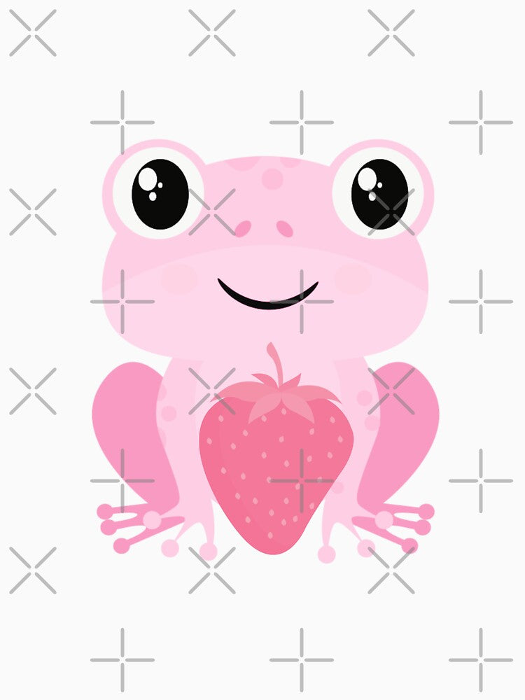 Cute strawberry frog, Cottagecore, pink frog by Mumzy2many