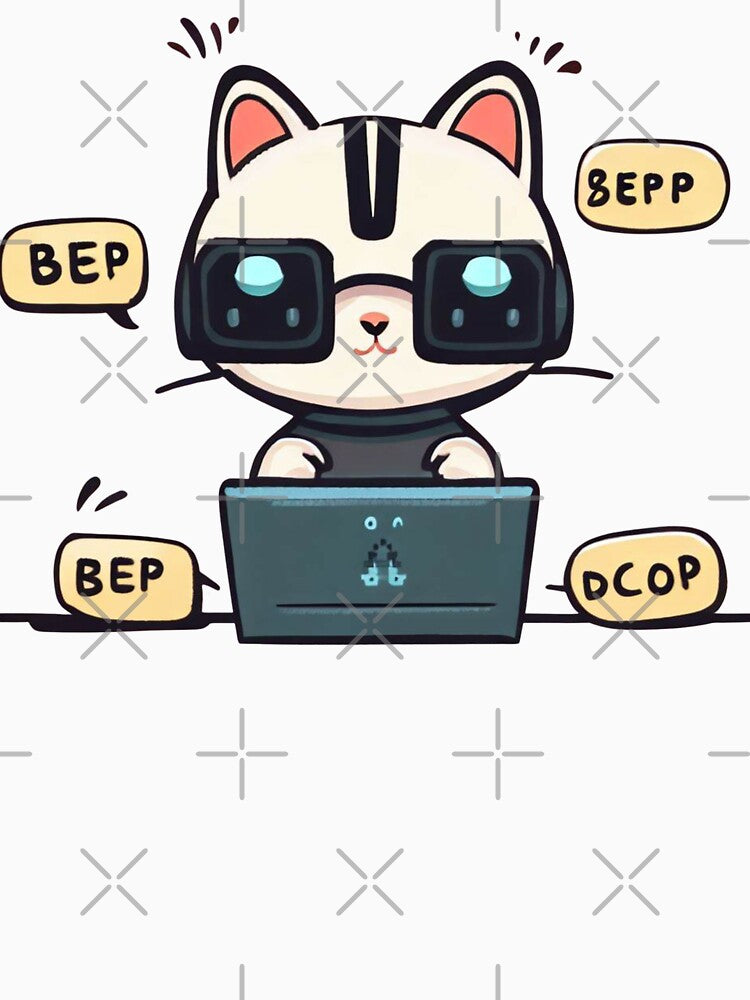 Programmer cat beep boop coding V2 by HipsterAnimals