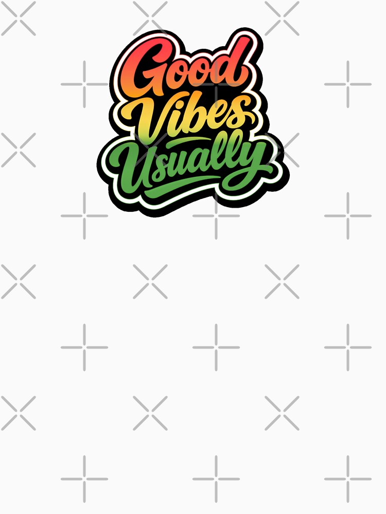 Good Vibes Usually Retro Funny Quote Typography - Orange Yellow Green by Rock Bottom Press