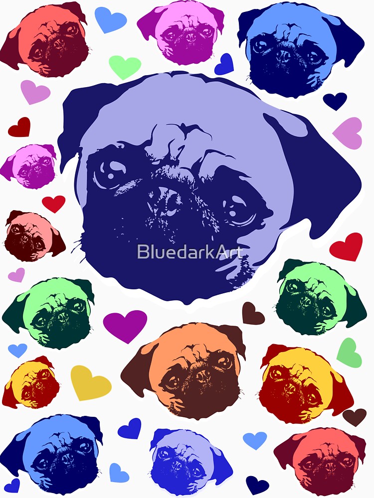 Pug Puppy Dog Love Hearts Pattern by BluedarkArt