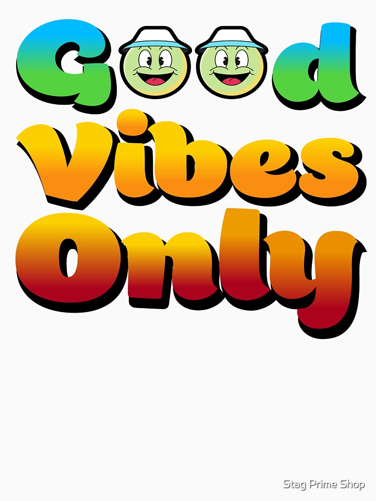 Good Vibes Only Retro Gradient Smiley Face T-Shirt by Stag Prime Shop