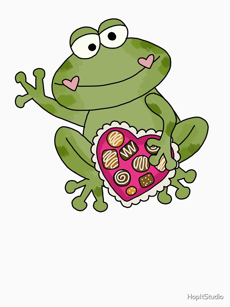 Cottagecore aesthetic cute frog holding a heart by HopItStudio