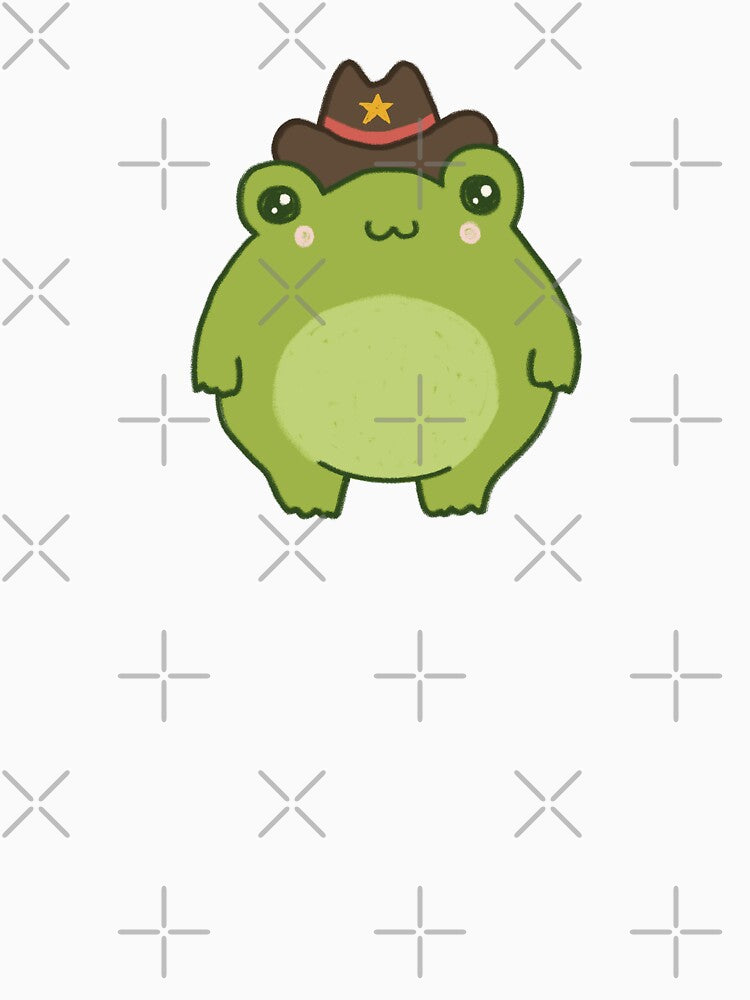 Cute Sheriff Frog with Cowboy Hat: Kawaii Cottagecore Aesthetic, Perfect for Teen, Pastel Chubby Cowgirl and Western Rodeo Lovers by MinistryOfFrogs