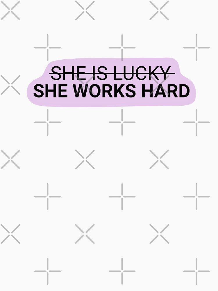 She is lucky, she works hard in purple, Quotes | Minimalistic Tattoo Design Style, Line Art Illustration by bymtsef