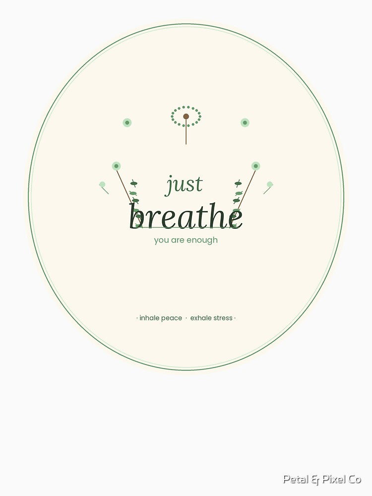 Just Breathe Botanical Minimalist Mental Health Design by Petal & Pixel Co