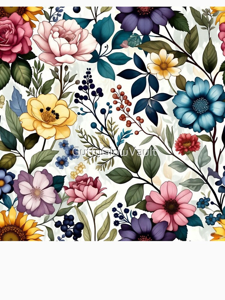 Luxury Boho Flowers Pattern – Pastel Gold Wildflower Garden by GuffyGlowVault