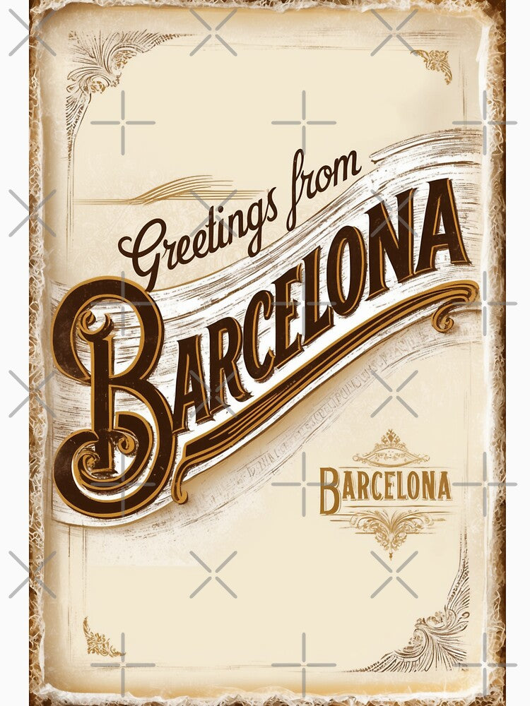 Greetings from Barcelona Spain Vintage Travel Retro Postcard Design by TravelPostcardGems