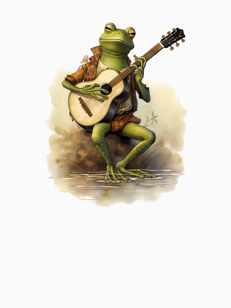 Frog playing guitar on the bank by Remek-Design