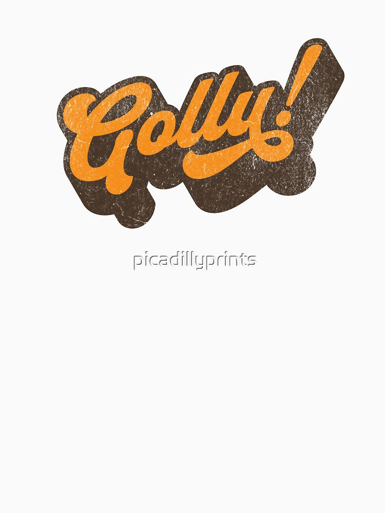 Golly! Retro 70s Script - Vintage Orange Statement Design by picadillyprints