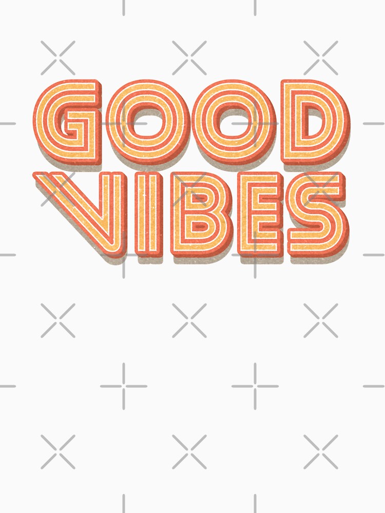 Orange Red Distressed Stripes 3D Retro Vintage Sans Serif Display Typography Good Vibes Quotes by Cawaiico