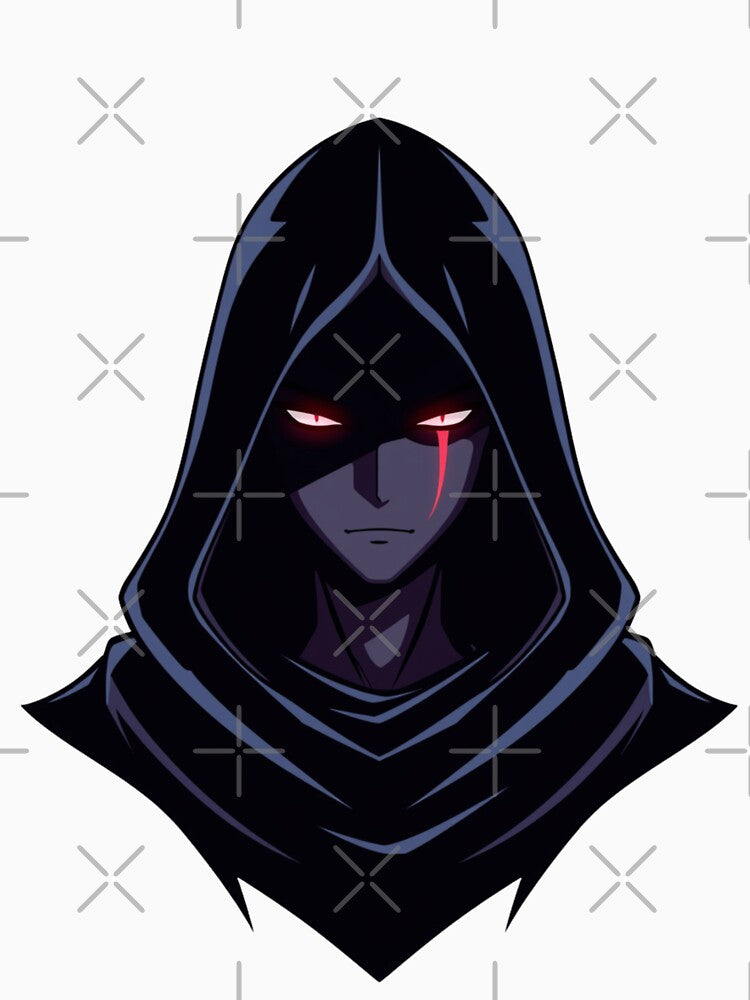 Dark Anime Hooded Character Minimal Logo Design by Animepopstudio