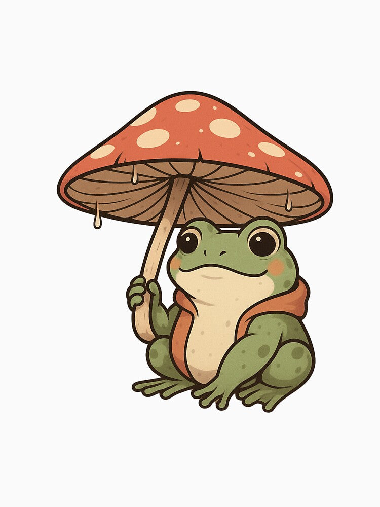 Mushroom Frog with Umbrella – Cute Cottagecore Frog in Rain | Cozy Nature Aesthetic by ColorSplash123