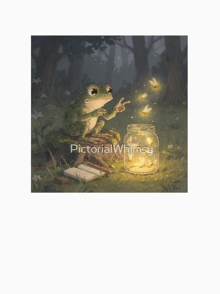 Frog Counting Fireflies Into a Jar by PictorialWhimsy