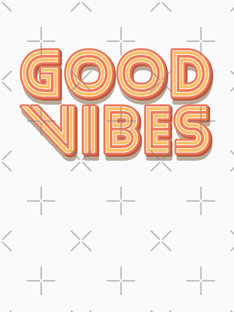 Orange Red Stripes 3D Retro Vintage Sans Serif Display Typography Good Vibes Quotes by Cawaiico