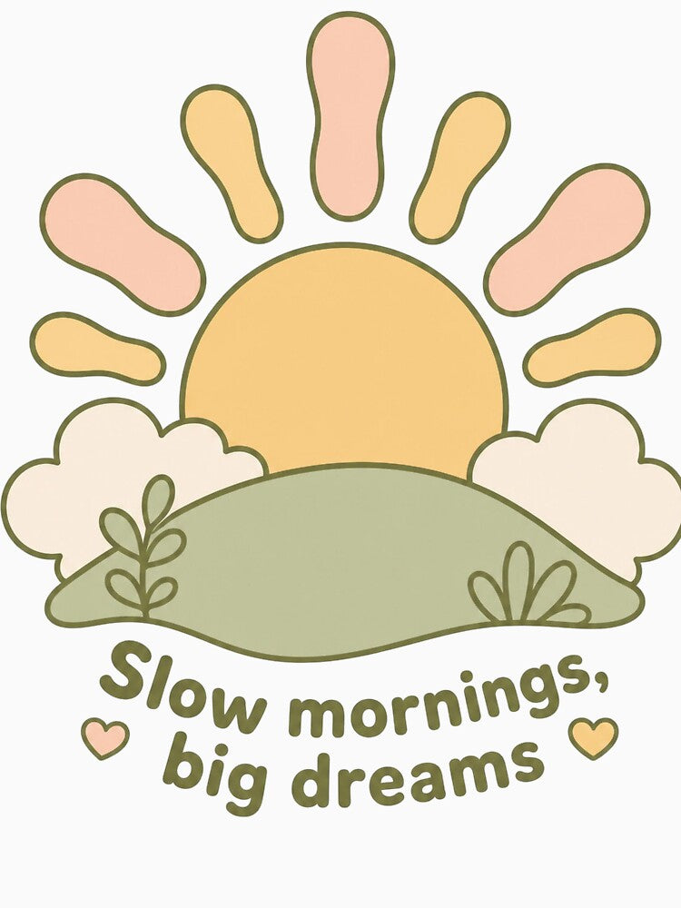 Slow Morning Big Dreams Self Care Shirt by GallaresDesign