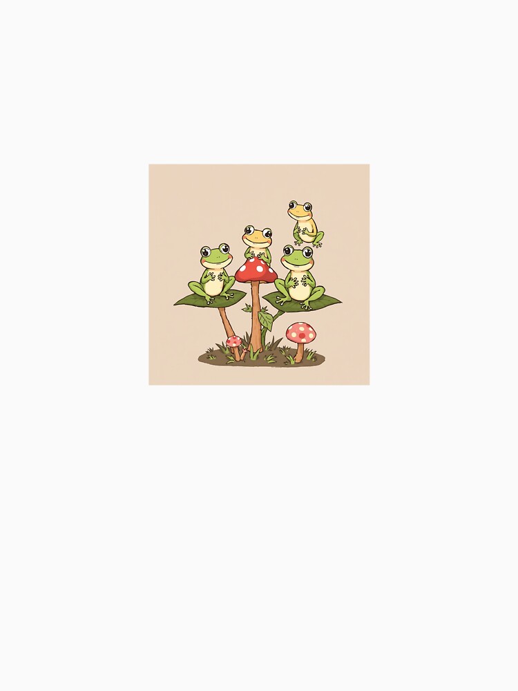 Cute Frogs on Toadstools – Cottagecore Animal Art by AndrewWork