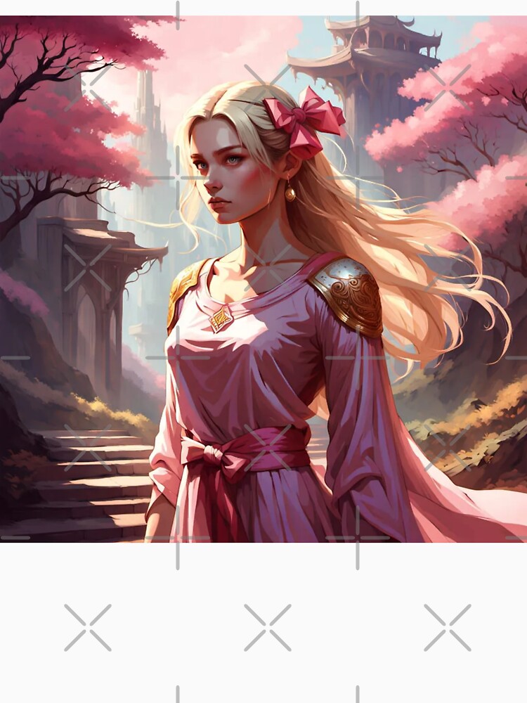 Young Fantasy Heroine Among Pink Blossoms by FrenchRomani