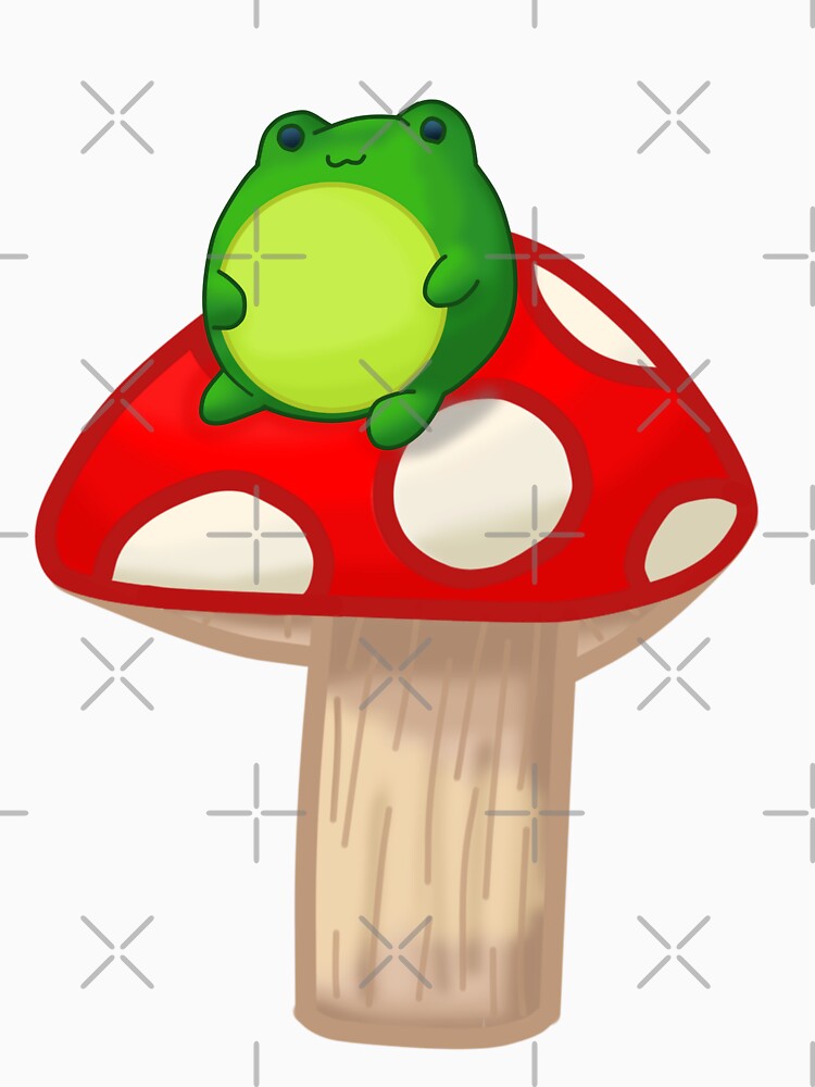 Frog On Red Mushroom by Cutsiecottage