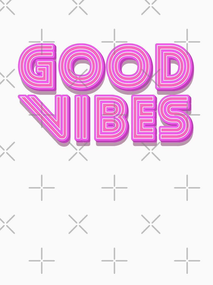 Violet Red Stripes 3D Retro Vintage Sans Serif Display Typography Good Vibes Quotes by Cawaiico