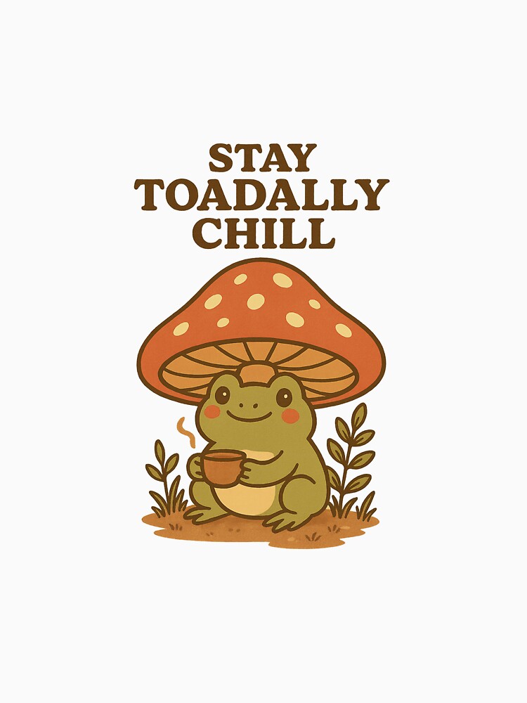 Cute Frog and Mushroom Cottagecore Aesthetic Shirt Sticker by ChuckleCo
