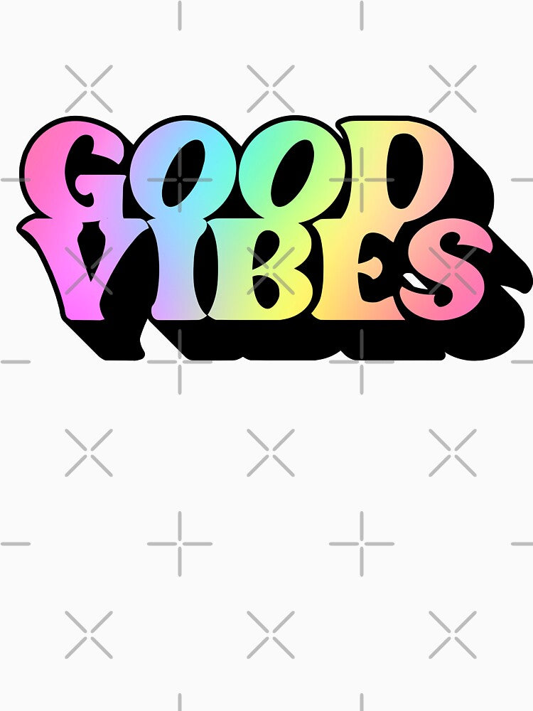 Gradient Rainbow Pink Spectrum 3D Extruded Retro Vintage Serif Display Typography Good Vibes Quotes by Cawaiico
