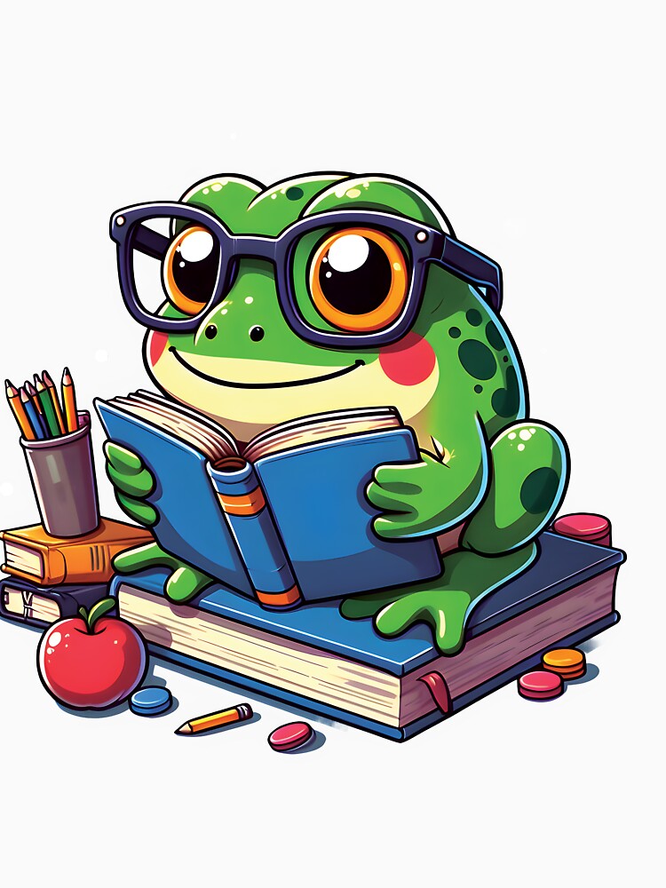 cottagecore aesthetic frog with book cute goblincore by Almasrigroup
